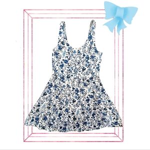 H&M Divided Floral Blue and White Fit And FlareDress